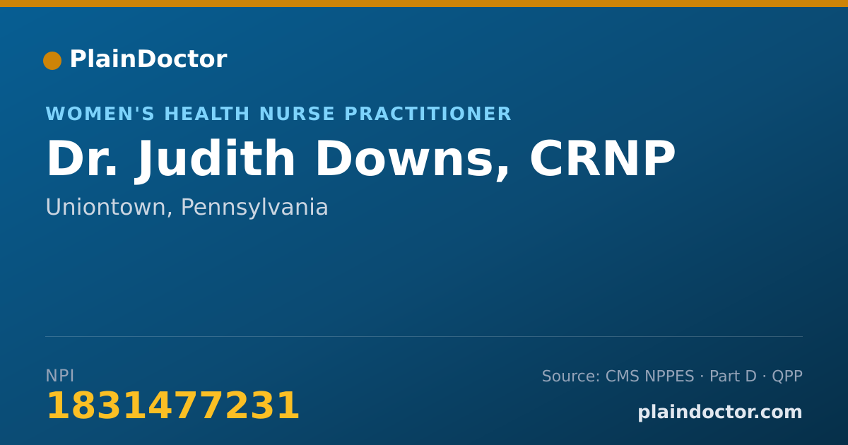 Shareable card for Judith Downs, CRNP - Women's Health Nurse Practitioner, Uniontown, PA