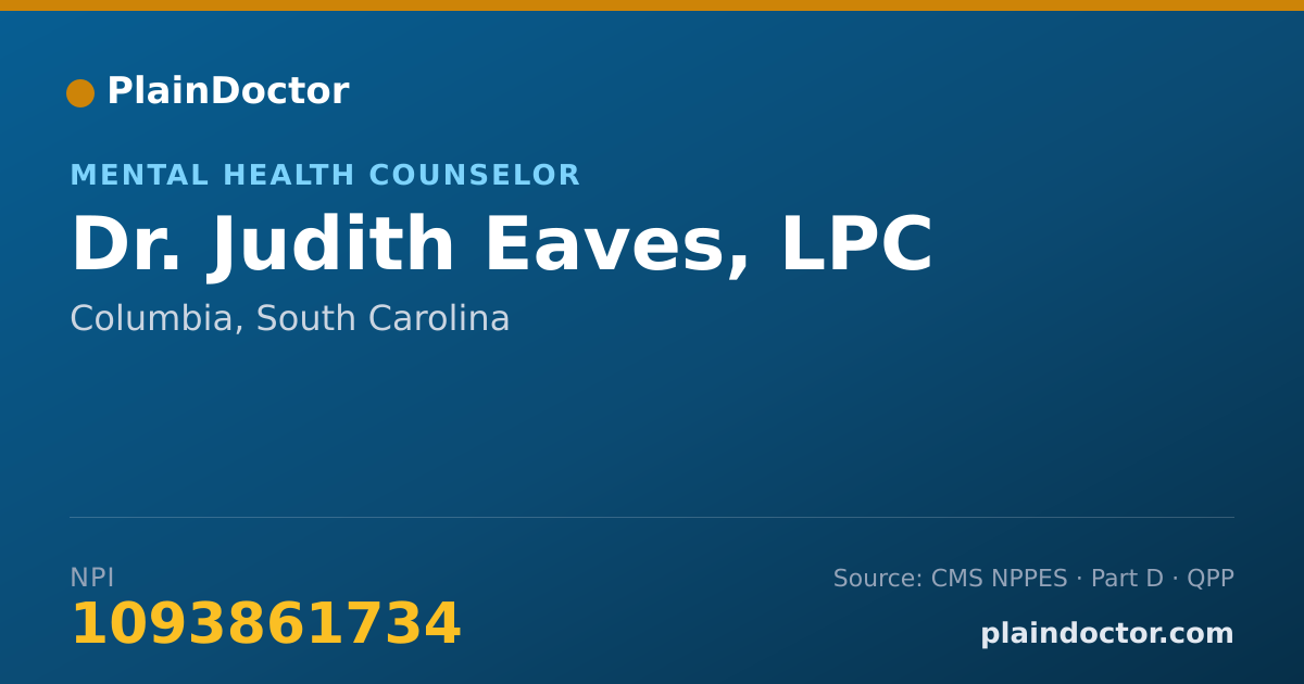 Shareable card for Judith Eaves, LPC - Mental Health Counselor, Columbia, SC