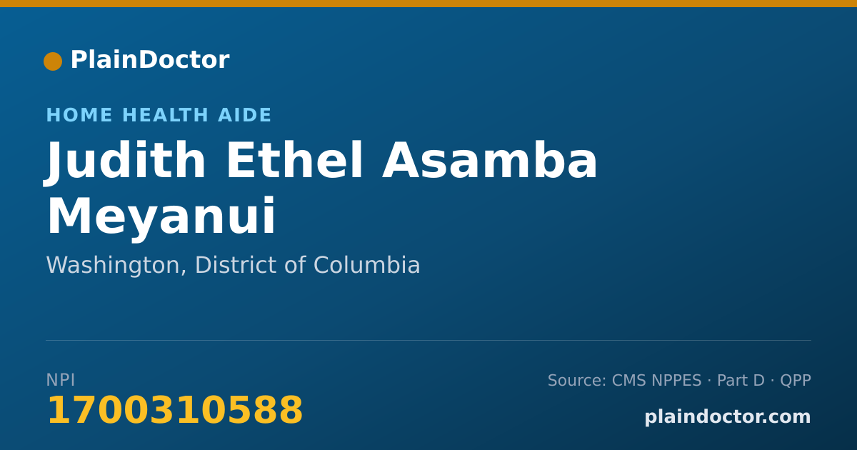 Shareable card for Judith Ethel Asamba Meyanui - Home Health Aide, Washington, DC