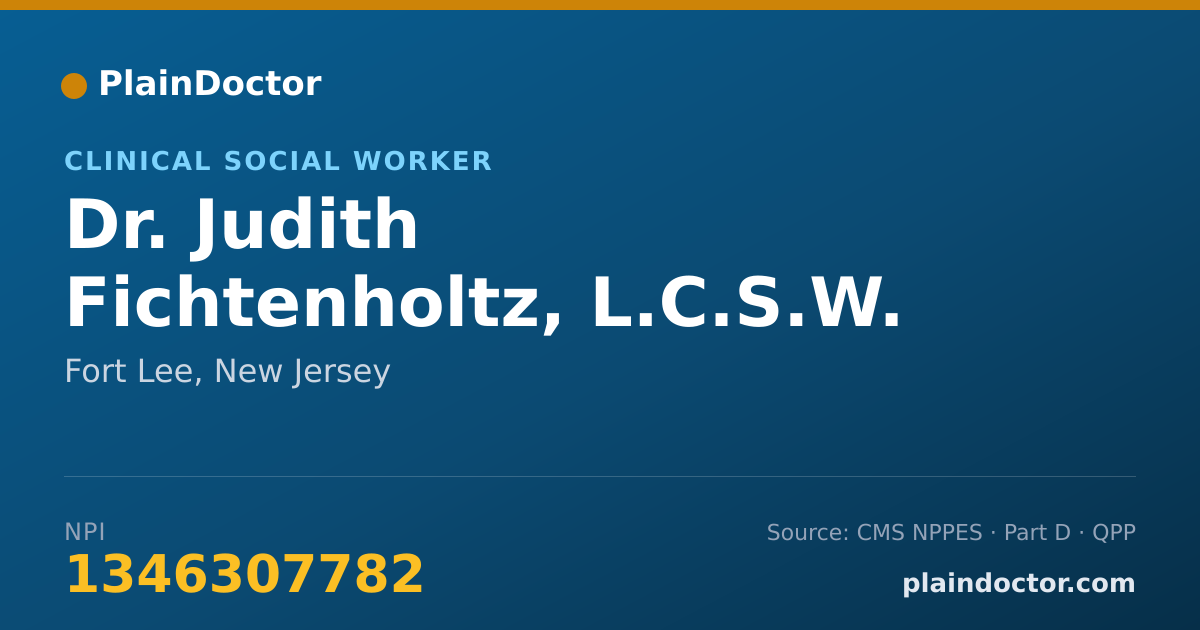 Shareable card for Judith Fichtenholtz, L.C.S.W. - Clinical Social Worker, Fort Lee, NJ