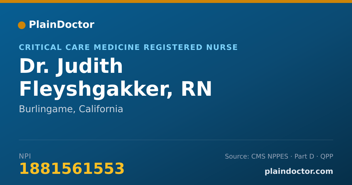 Shareable card for Judith Fleyshgakker, RN - Critical Care Medicine Registered Nurse, Burlingame, CA
