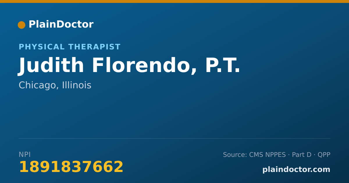 Shareable card for Judith Florendo, P.T. - Physical Therapist, Chicago, IL