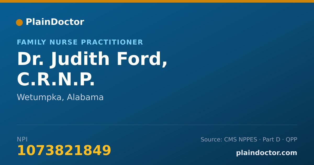 Shareable card for Judith Ford, C.R.N.P. - Family Nurse Practitioner, Wetumpka, AL