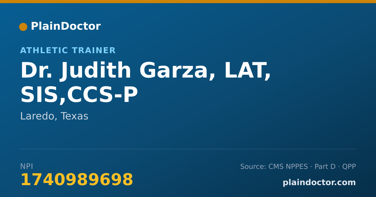 Shareable card for Judith Garza, LAT, SIS,CCS-P - Athletic Trainer, Laredo, TX