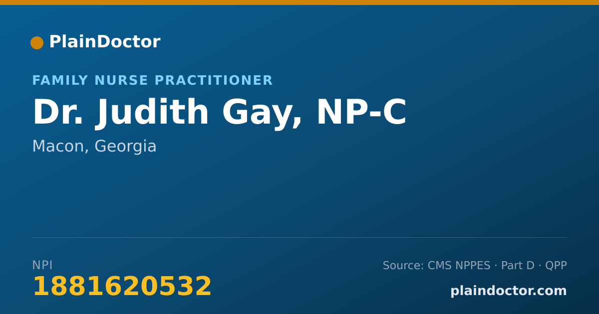 Shareable card for Judith Gay, NP-C - Family Nurse Practitioner, Macon, GA