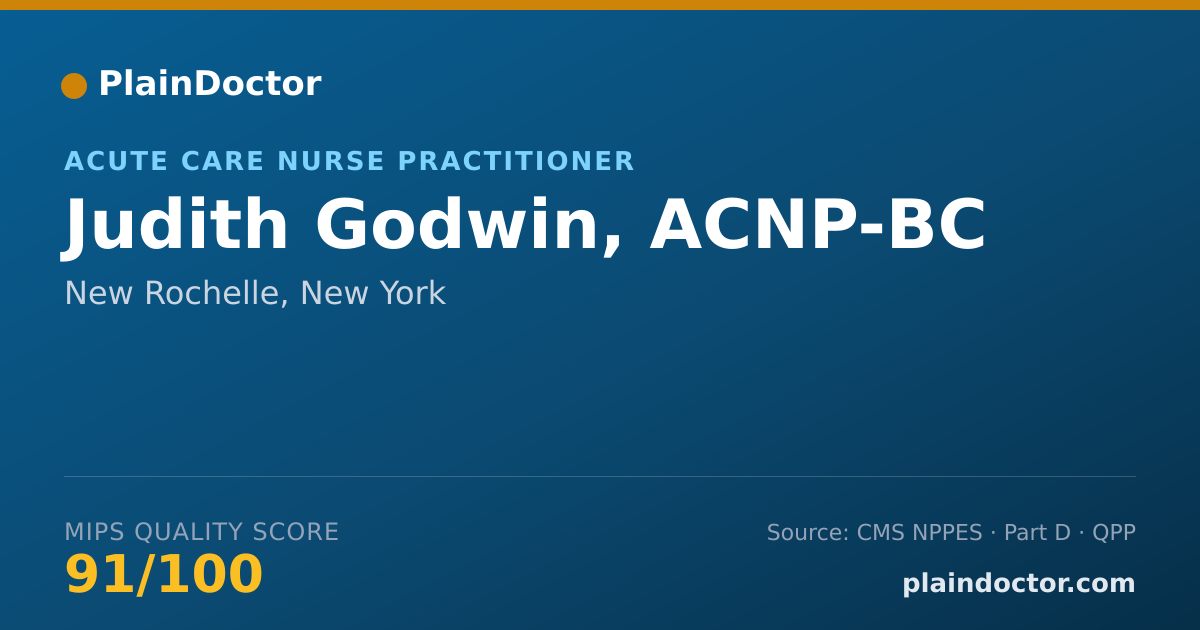 Shareable card for Judith Godwin, ACNP-BC - Acute Care Nurse Practitioner, New Rochelle, NY
