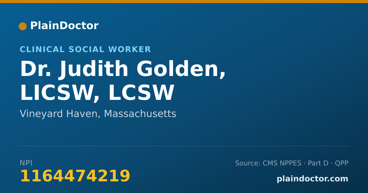 Shareable card for Judith Golden, LICSW, LCSW - Clinical Social Worker, Vineyard Haven, MA
