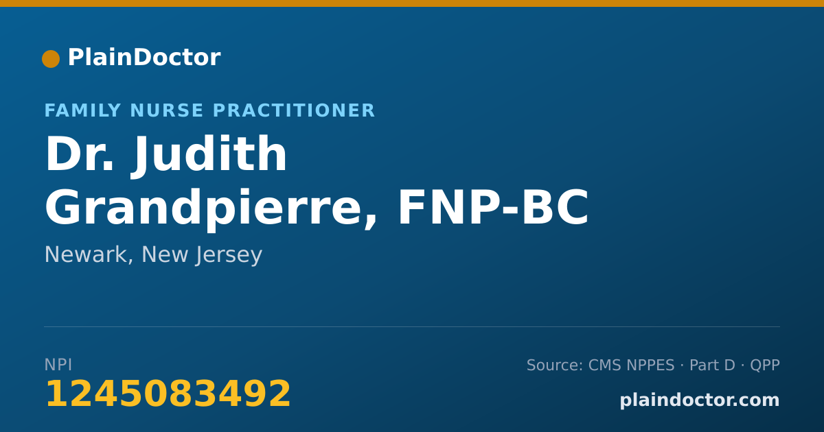 Shareable card for Judith Grandpierre, FNP-BC - Family Nurse Practitioner, Newark, NJ