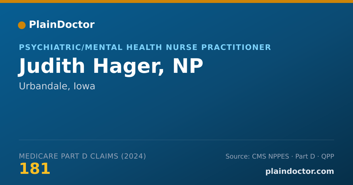 Shareable card for Judith Hager, NP - Psychiatric/Mental Health Nurse Practitioner, Urbandale, IA