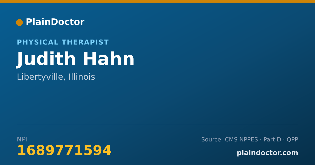 Shareable card for Judith Hahn - Physical Therapist, Libertyville, IL