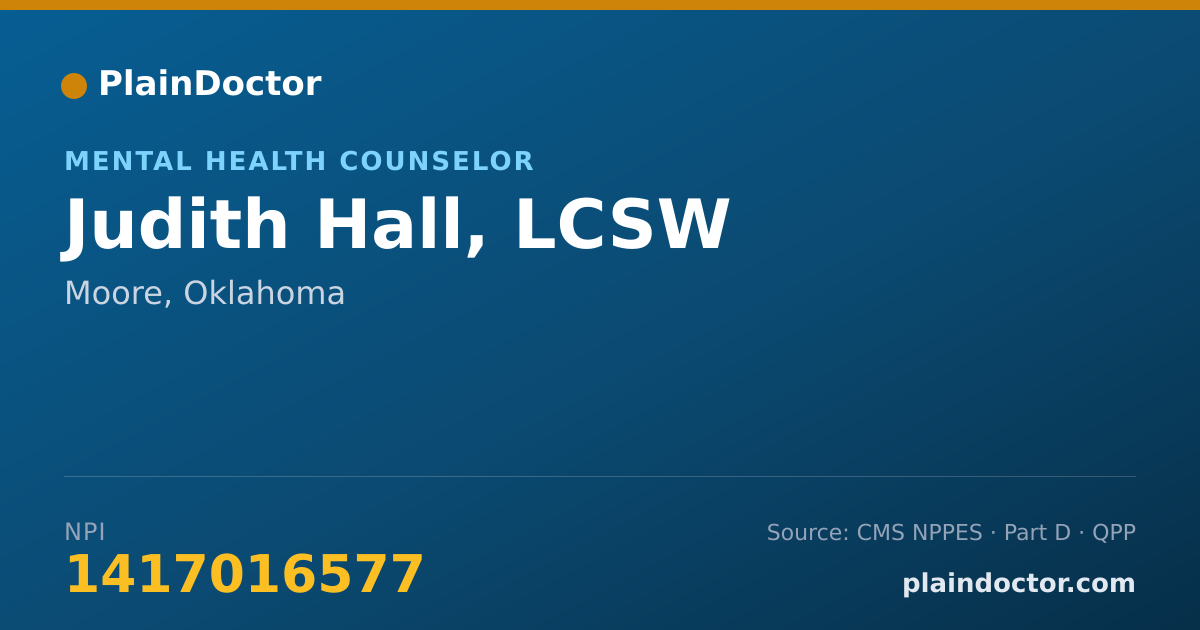 Shareable card for Judith Hall, LCSW - Mental Health Counselor, Moore, OK