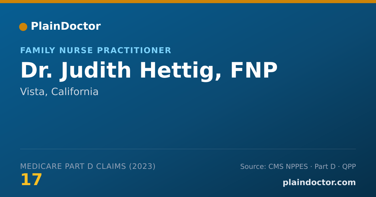 Shareable card for Judith Hettig, FNP - Family Nurse Practitioner, Vista, CA