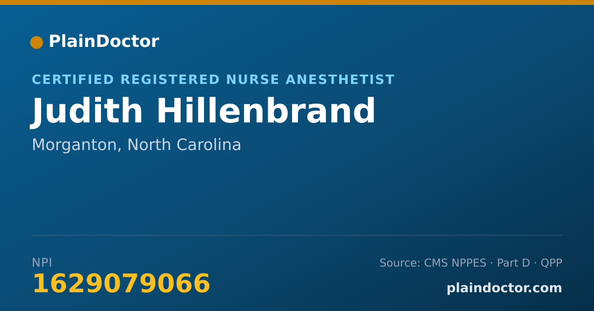 Shareable card for Judith Hillenbrand - Certified Registered Nurse Anesthetist, Morganton, NC