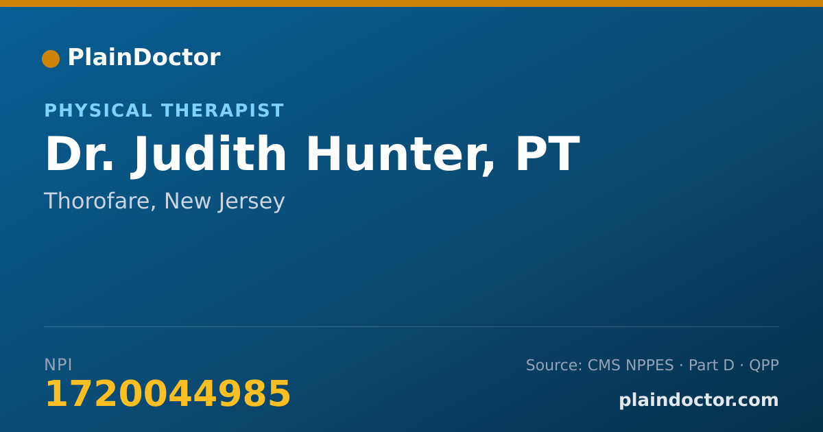 Shareable card for Judith Hunter, PT - Physical Therapist, Thorofare, NJ