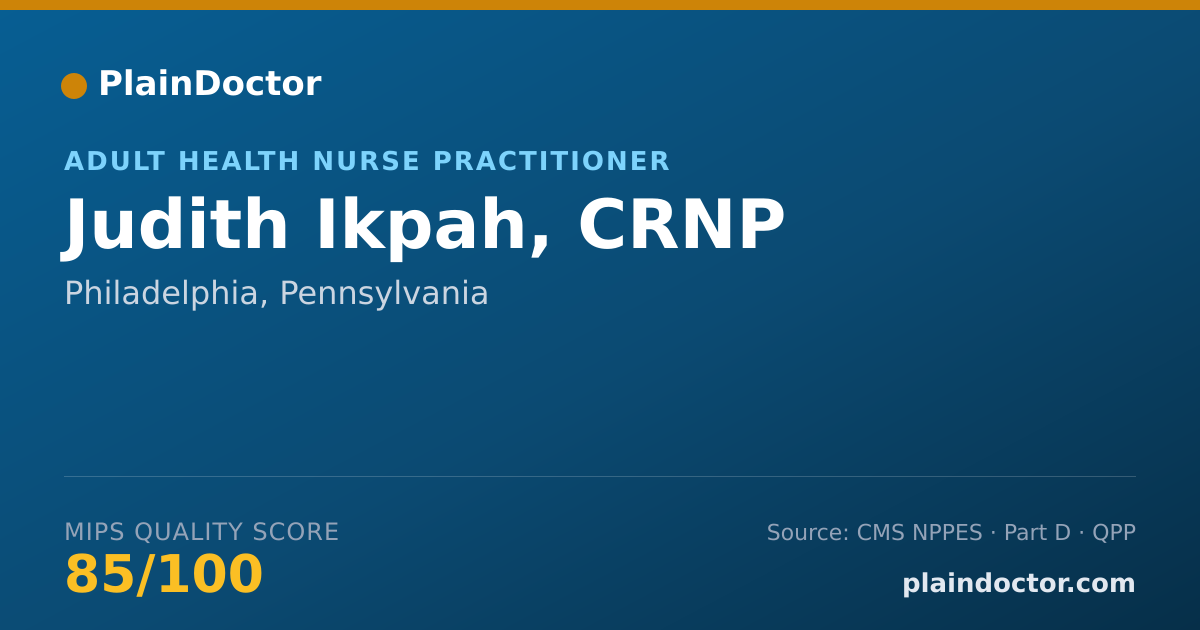 Shareable card for Judith Ikpah, CRNP - Adult Health Nurse Practitioner, Philadelphia, PA