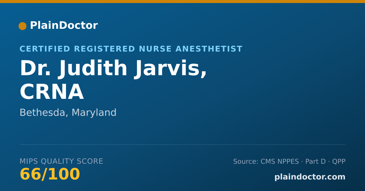 Shareable card for Judith Jarvis, CRNA - Certified Registered Nurse Anesthetist, Bethesda, MD