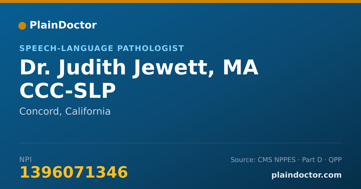 Shareable card for Judith Jewett, MA CCC-SLP - Speech-Language Pathologist, Concord, CA
