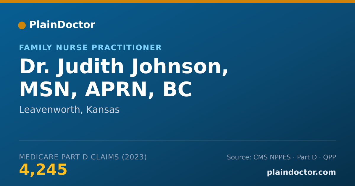 Shareable card for Judith Johnson, MSN, APRN, BC - Family Nurse Practitioner, Leavenworth, KS