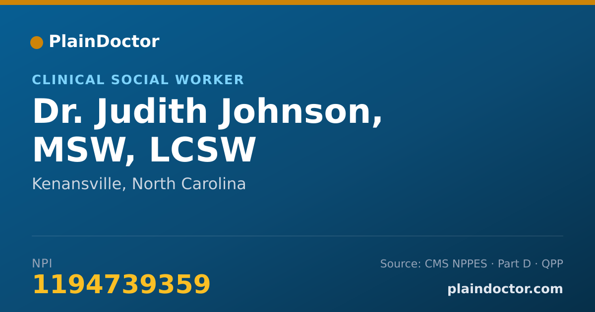 Shareable card for Judith Johnson, MSW, LCSW - Clinical Social Worker, Kenansville, NC