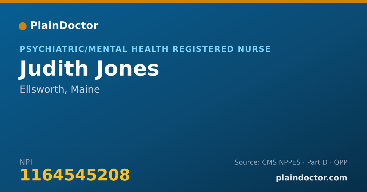 Shareable card for Judith Jones - Psychiatric/Mental Health Registered Nurse, Ellsworth, ME