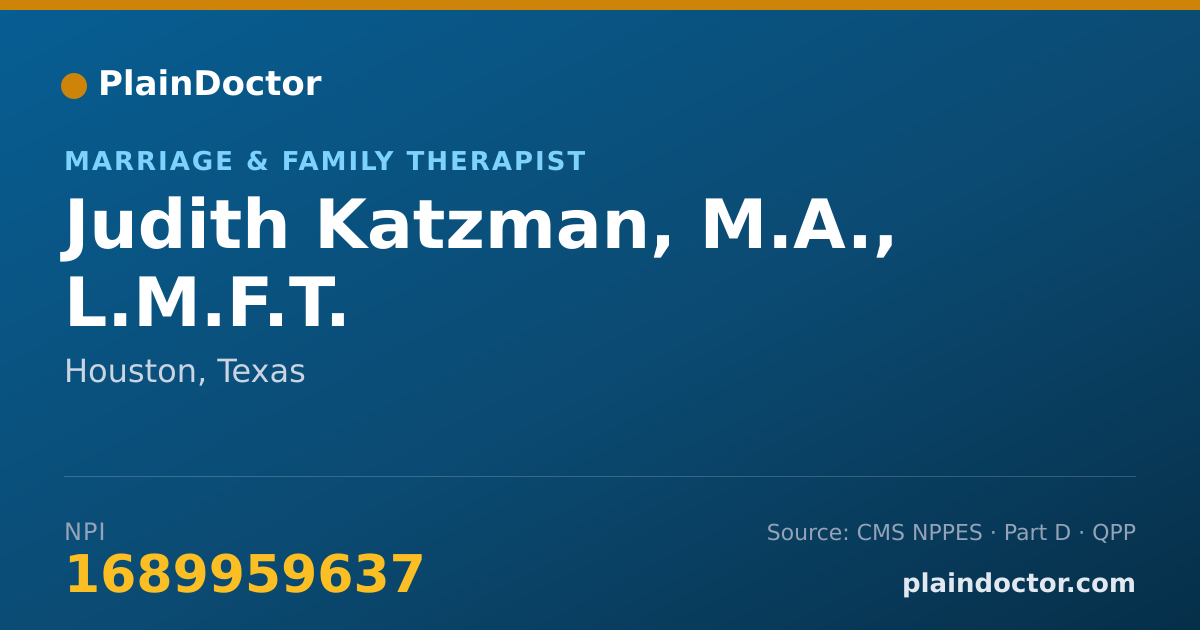Shareable card for Judith Katzman, M.A., L.M.F.T. - Marriage & Family Therapist, Houston, TX