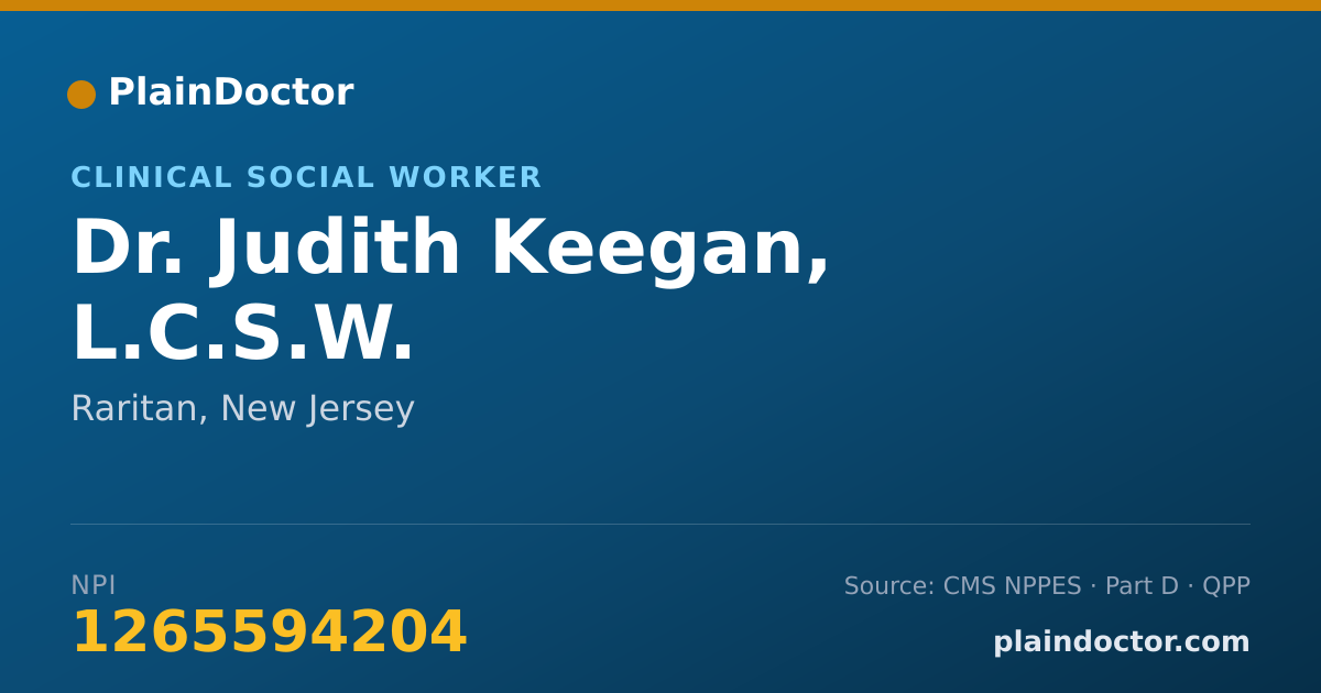 Shareable card for Judith Keegan, L.C.S.W. - Clinical Social Worker, Raritan, NJ