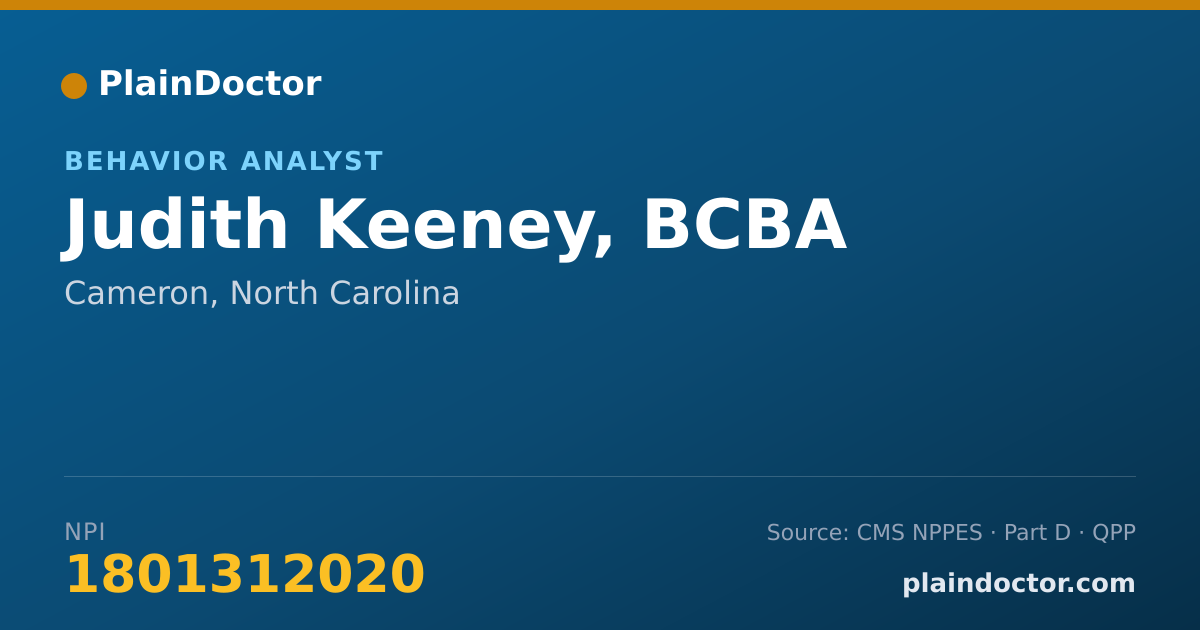 Shareable card for Judith Keeney, BCBA - Behavior Analyst, Cameron, NC