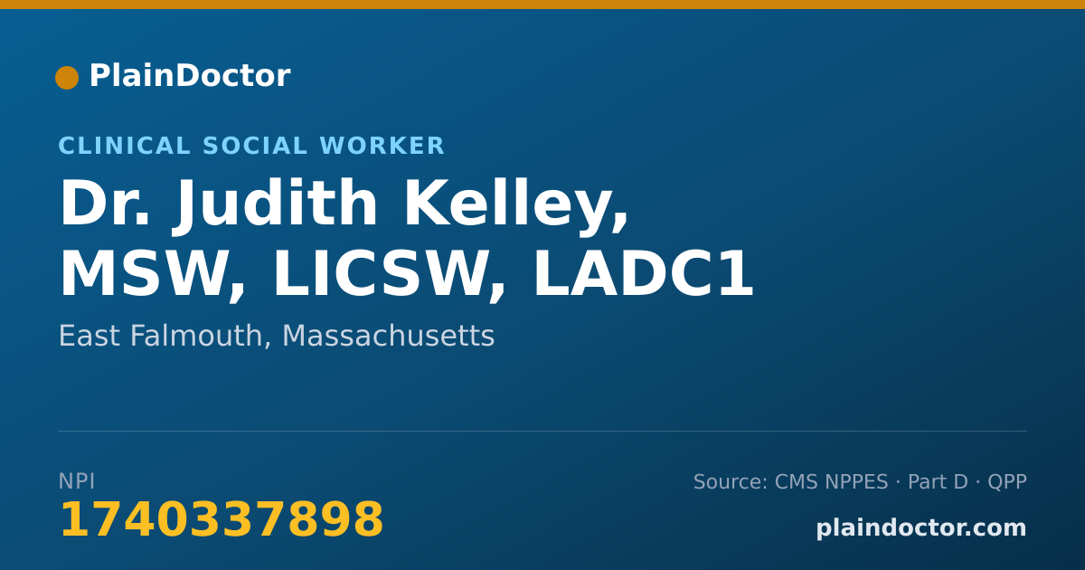Shareable card for Judith Kelley, MSW, LICSW, LADC1 - Clinical Social Worker, East Falmouth, MA