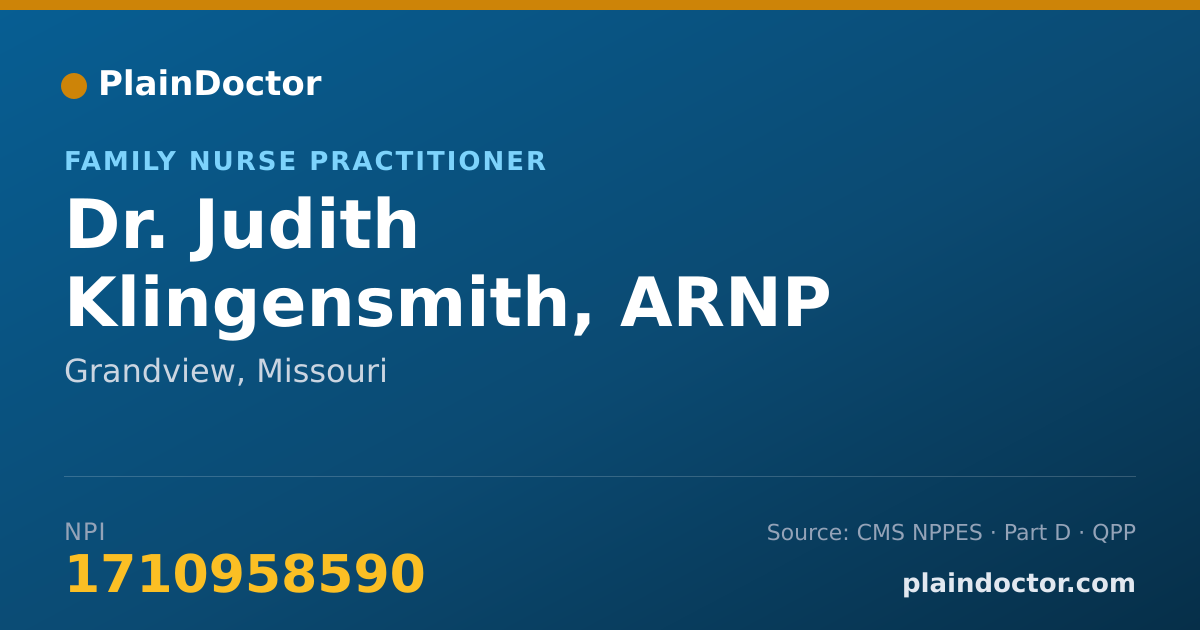 Shareable card for Judith Klingensmith, ARNP - Family Nurse Practitioner, Grandview, MO