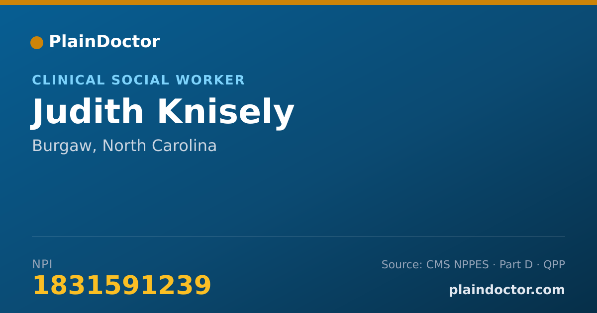 Shareable card for Judith Knisely - Clinical Social Worker, Burgaw, NC