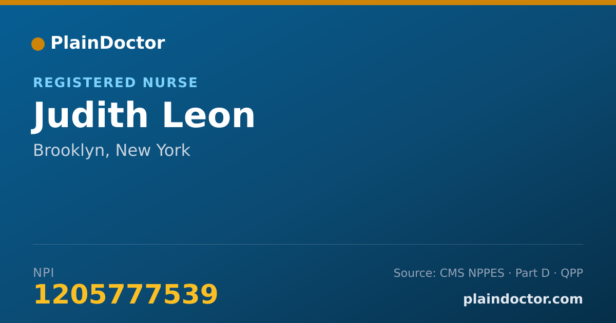 Shareable card for Judith Leon - Registered Nurse, Brooklyn, NY