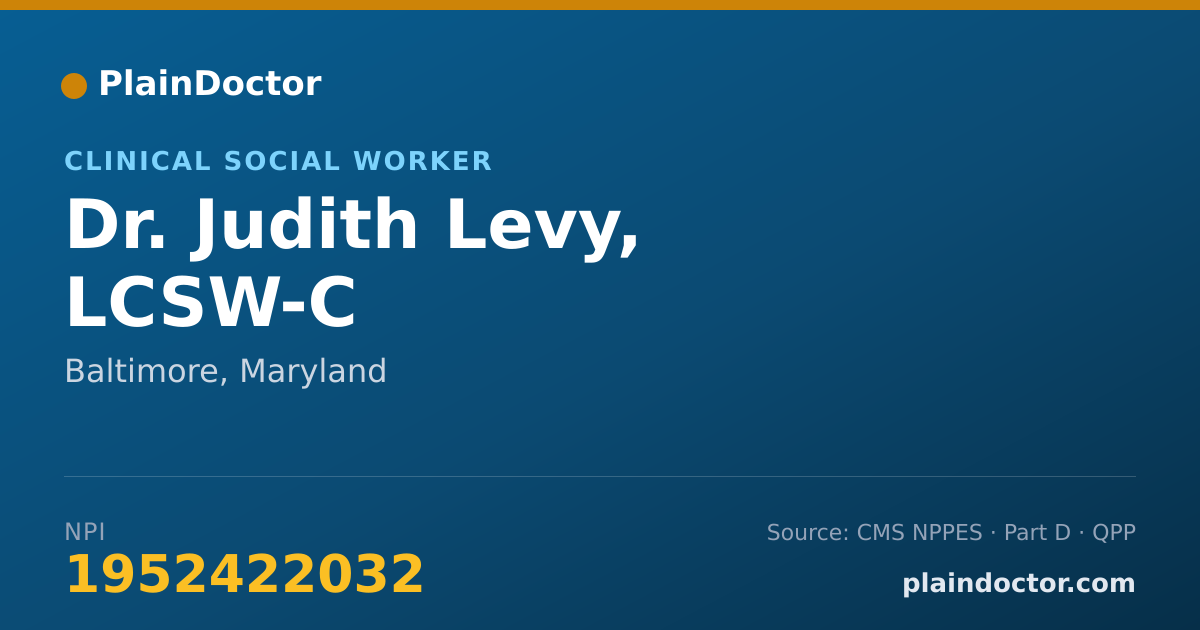 Shareable card for Judith Levy, LCSW-C - Clinical Social Worker, Baltimore, MD