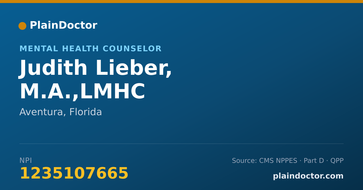 Shareable card for Judith Lieber, M.A.,LMHC - Mental Health Counselor, Aventura, FL