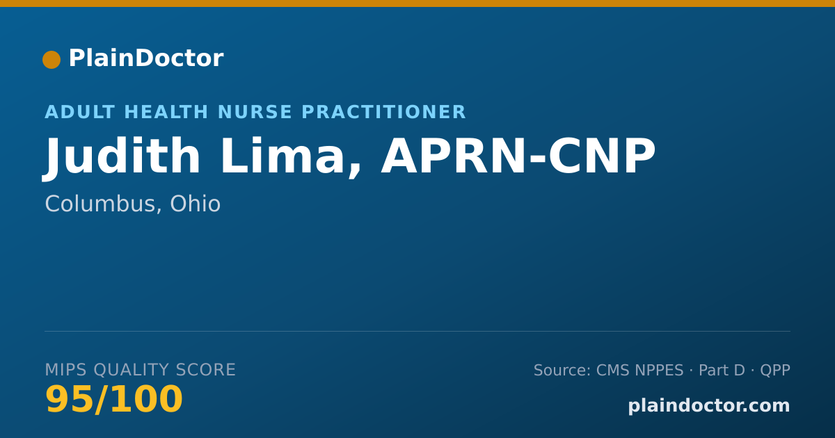 Shareable card for Judith Lima, APRN-CNP - Adult Health Nurse Practitioner, Columbus, OH
