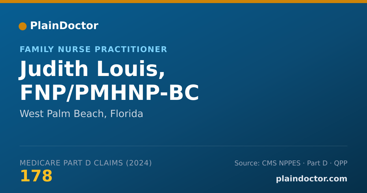 Shareable card for Judith Louis, FNP/PMHNP-BC - Family Nurse Practitioner, West Palm Beach, FL