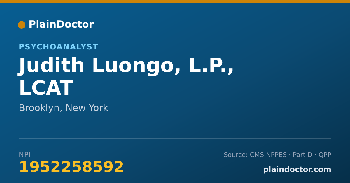Shareable card for Judith Luongo, L.P., LCAT - Psychoanalyst, Brooklyn, NY