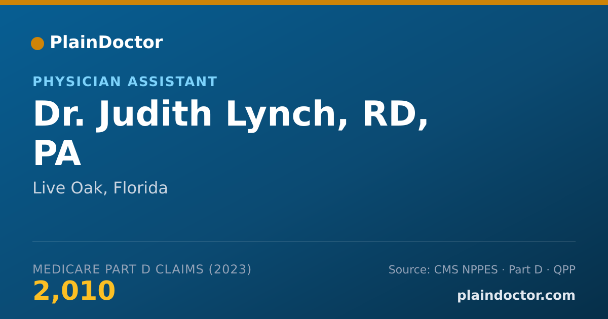 Shareable card for Judith Lynch, RD, PA - Physician Assistant, Live Oak, FL
