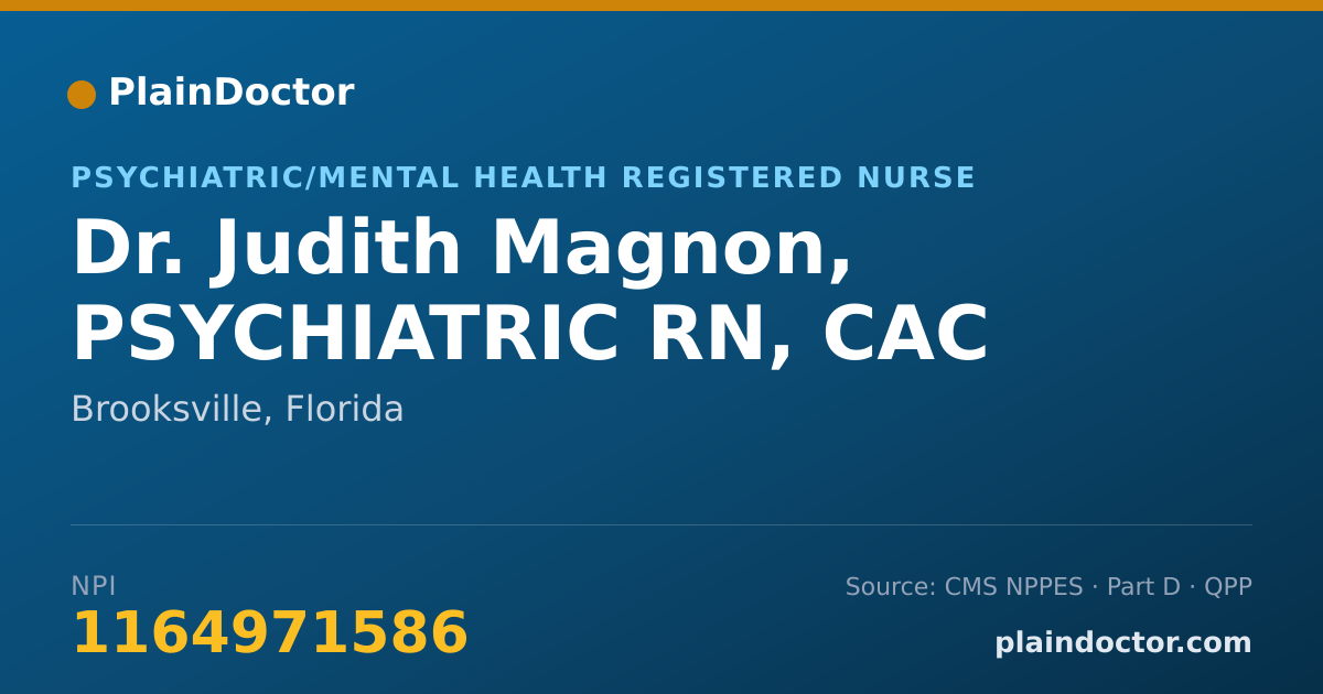 Shareable card for Judith Magnon, PSYCHIATRIC RN, CAC - Psychiatric/Mental Health Registered Nurse, Brooksville, FL