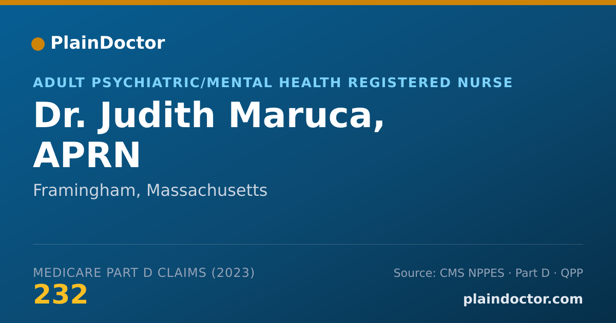 Shareable card for Judith Maruca, APRN - Adult Psychiatric/Mental Health Registered Nurse, Framingham, MA