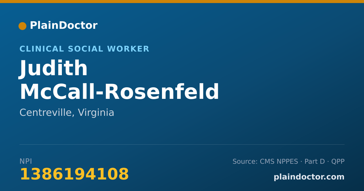 Shareable card for Judith McCall-Rosenfeld - Clinical Social Worker, Centreville, VA