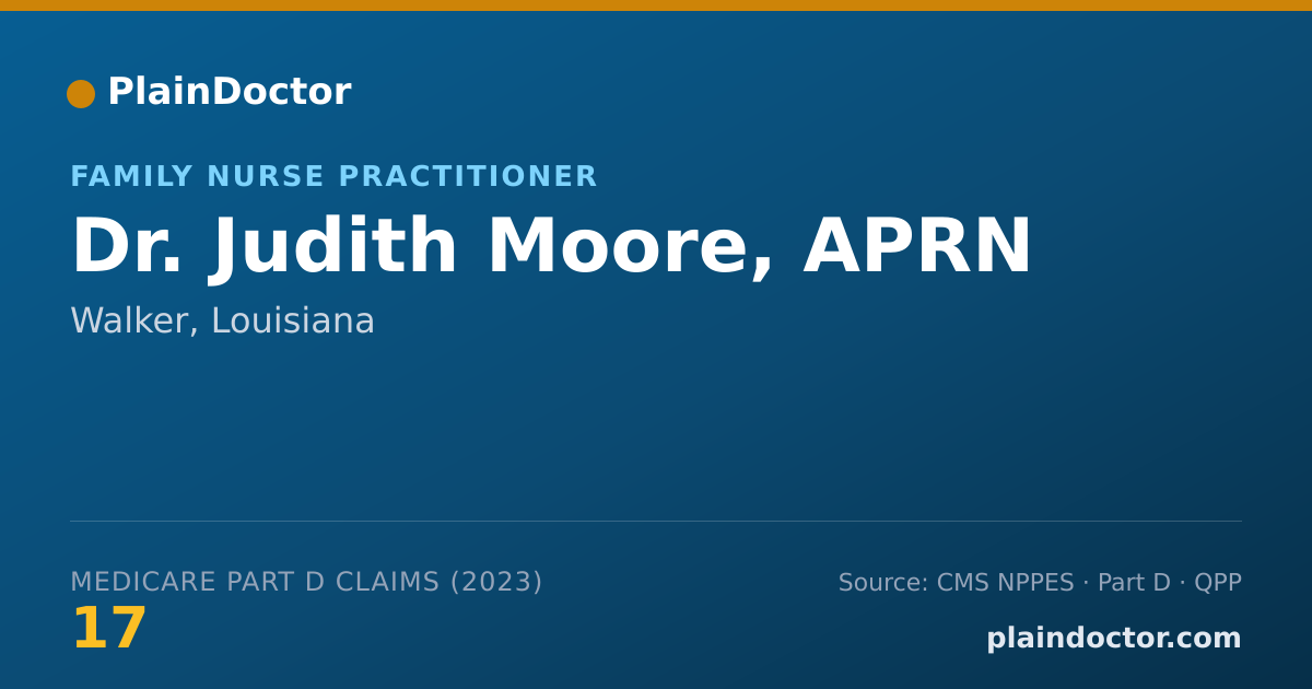 Shareable card for Judith Moore, APRN - Family Nurse Practitioner, Walker, LA