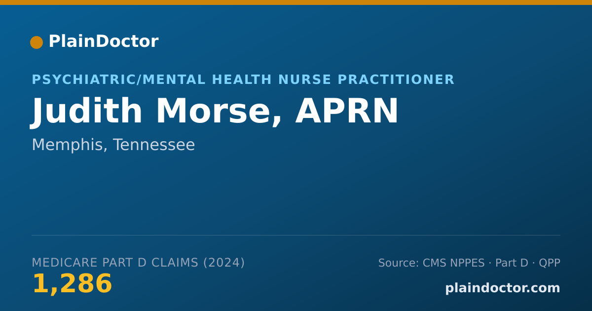 Shareable card for Judith Morse, APRN - Psychiatric/Mental Health Nurse Practitioner, Memphis, TN