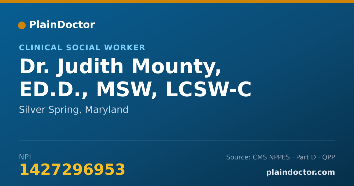 Shareable card for Judith Mounty, ED.D., MSW, LCSW-C - Clinical Social Worker, Silver Spring, MD