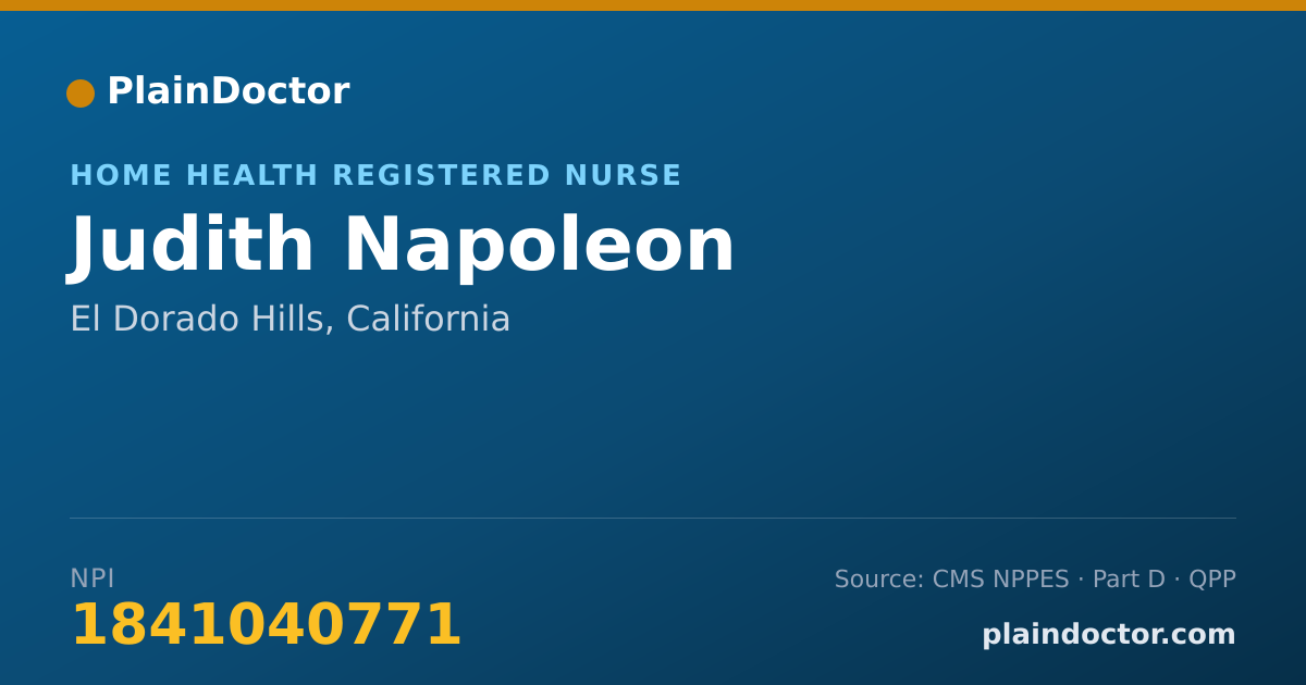 Shareable card for Judith Napoleon - Home Health Registered Nurse, El Dorado Hills, CA