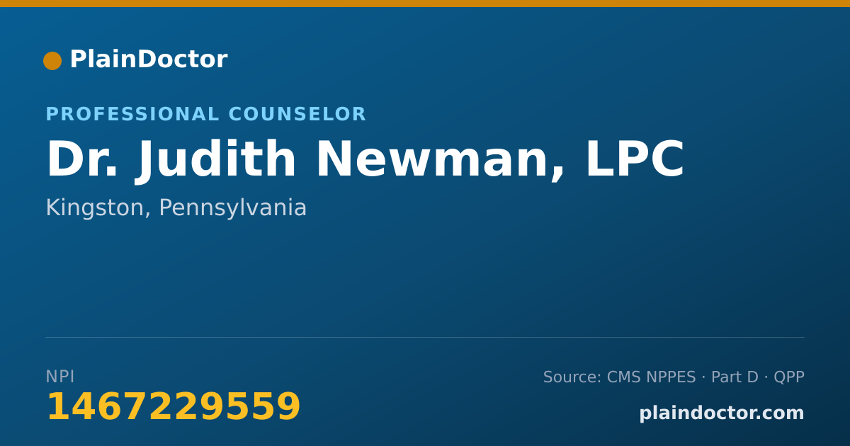 Shareable card for Judith Newman, LPC - Professional Counselor, Kingston, PA