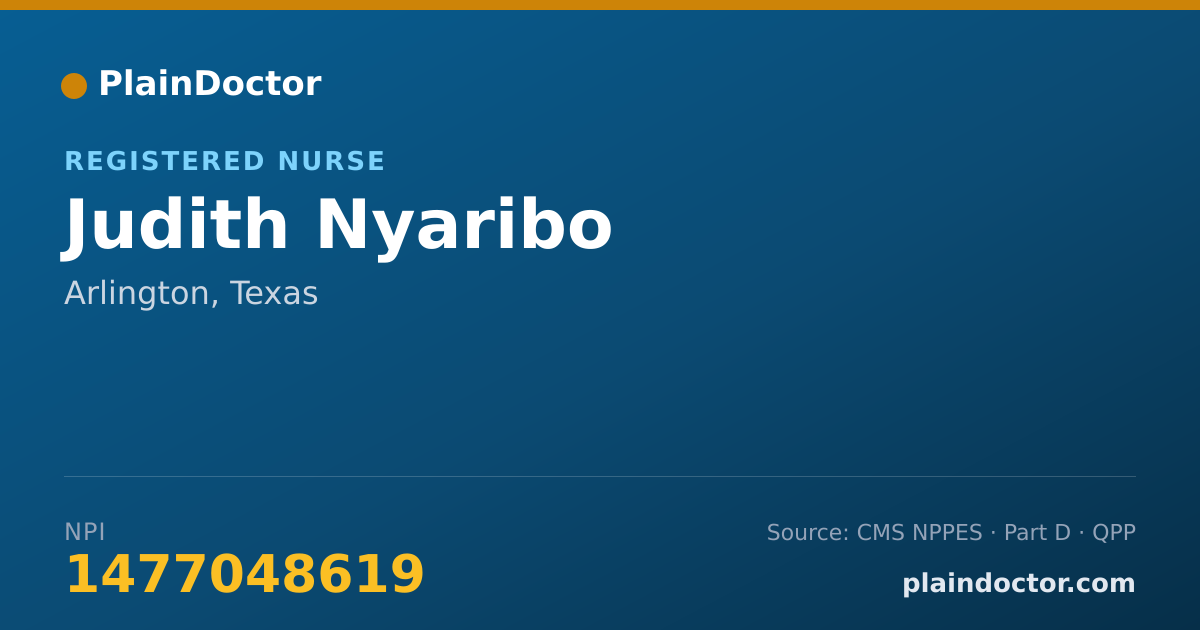 Shareable card for Judith Nyaribo - Registered Nurse, Arlington, TX