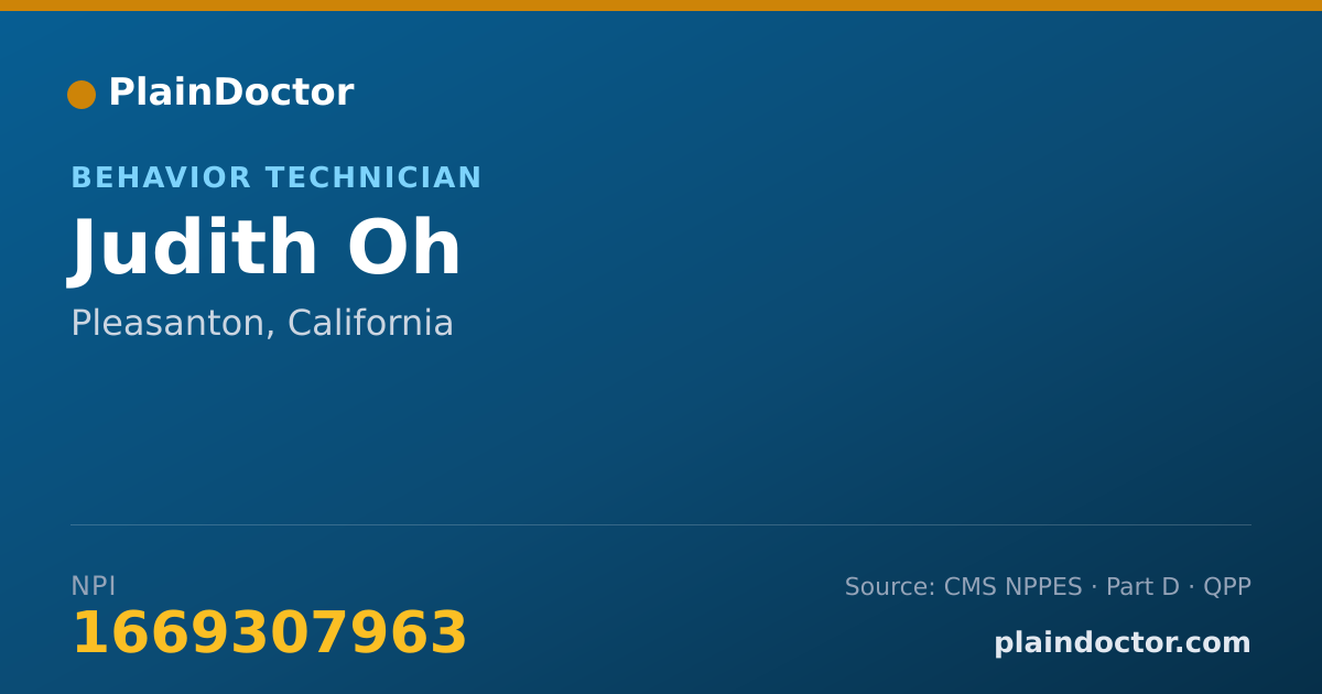 Shareable card for Judith Oh - Behavior Technician, Pleasanton, CA