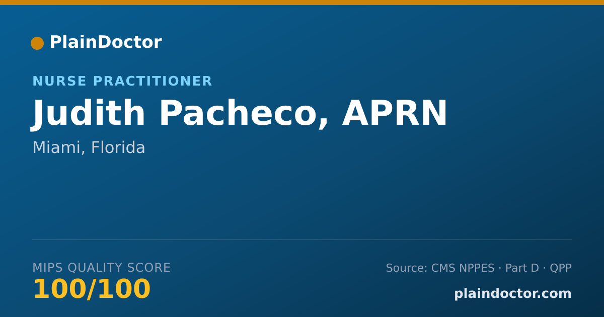 Shareable card for Judith Pacheco, APRN - Nurse Practitioner, Miami, FL