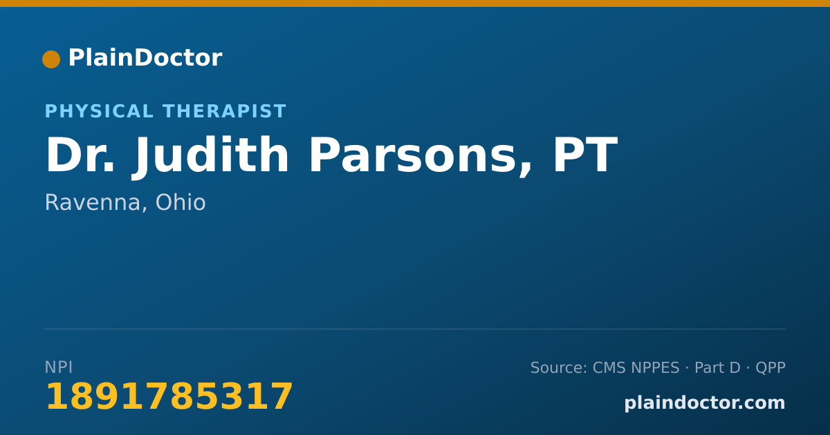 Shareable card for Judith Parsons, PT - Physical Therapist, Ravenna, OH