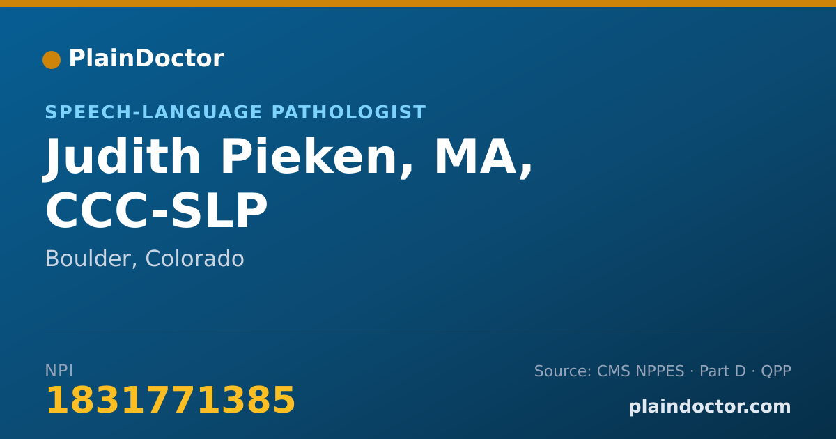 Shareable card for Judith Pieken, MA, CCC-SLP - Speech-Language Pathologist, Boulder, CO